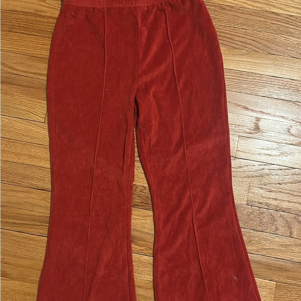 Aerie Women's Red Corduroy Flare Pants